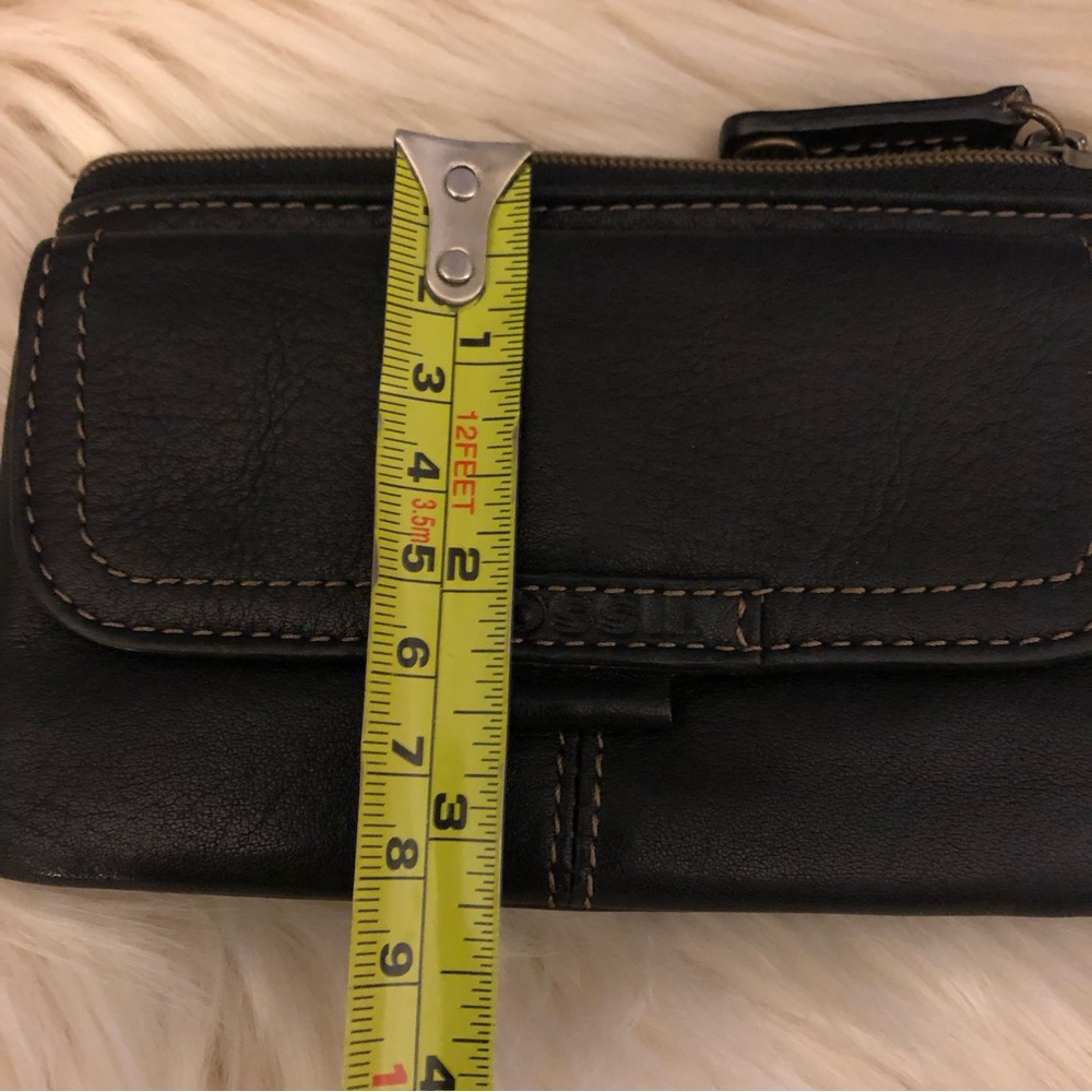 Fossil black leather coin card case wallet - Picture 7 of 10